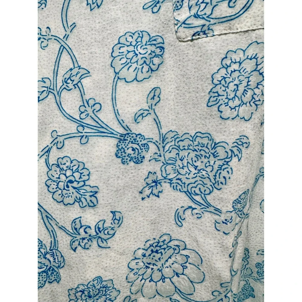 Love by Gap Blue Floral Toile Pajama Pants Cotton Modal Linen Lounge Sleepwear L